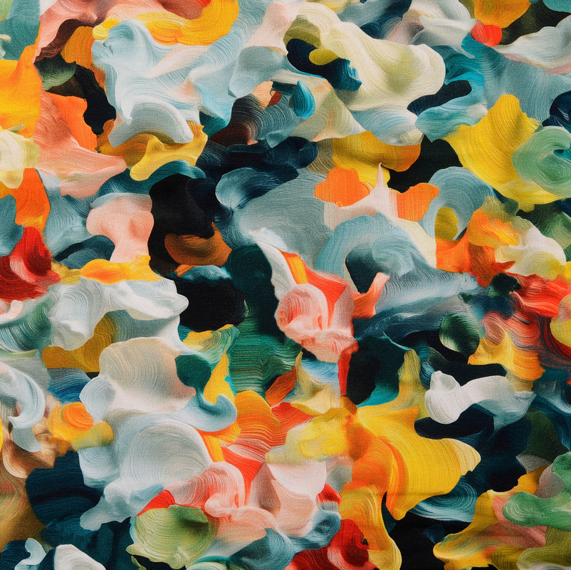 French Terry Brushed Digital Flower Painting