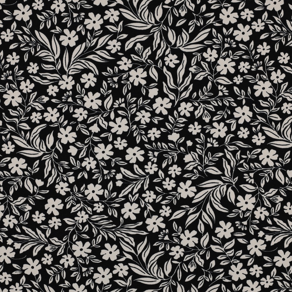 Jersey Floral Black/Ecru