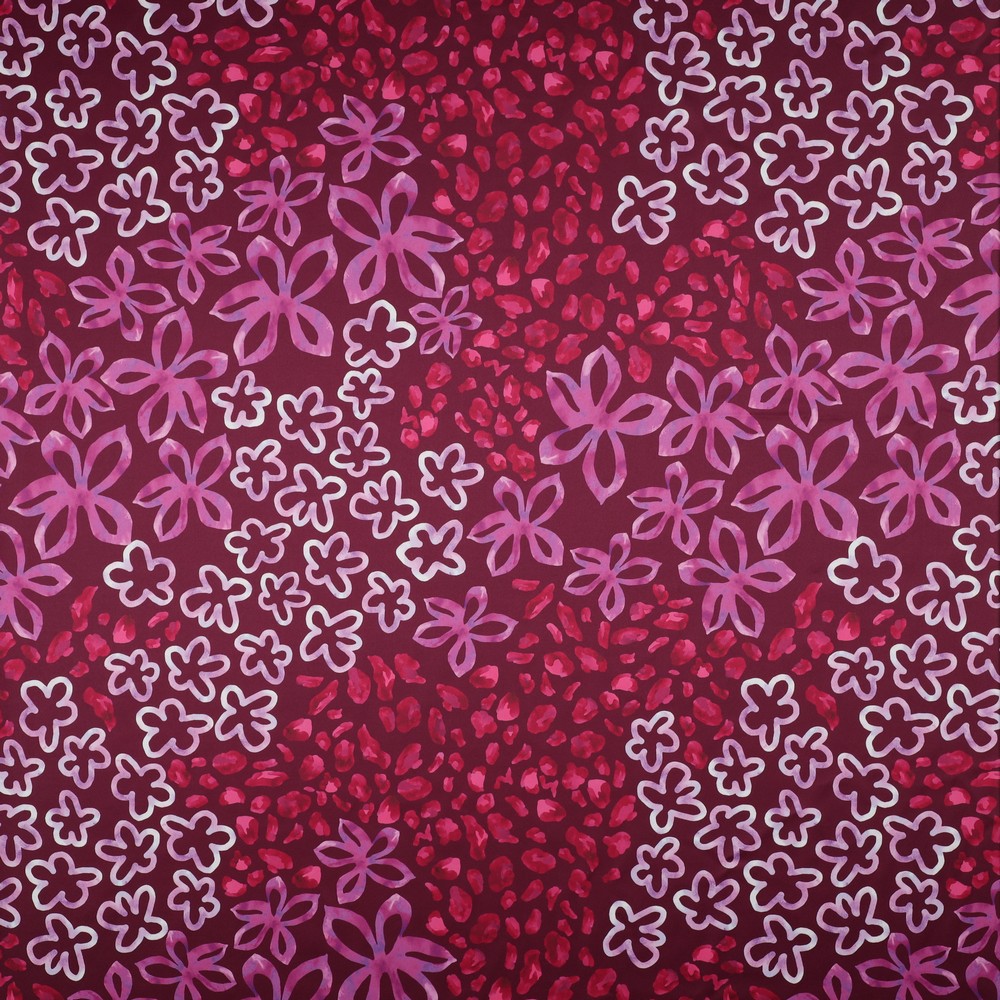 Royal Micro Satin Digital Spots & Flowers - Bordeaux