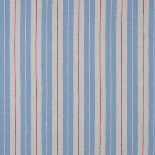 Double Gauze Yarn Dyed Stripes Blue
