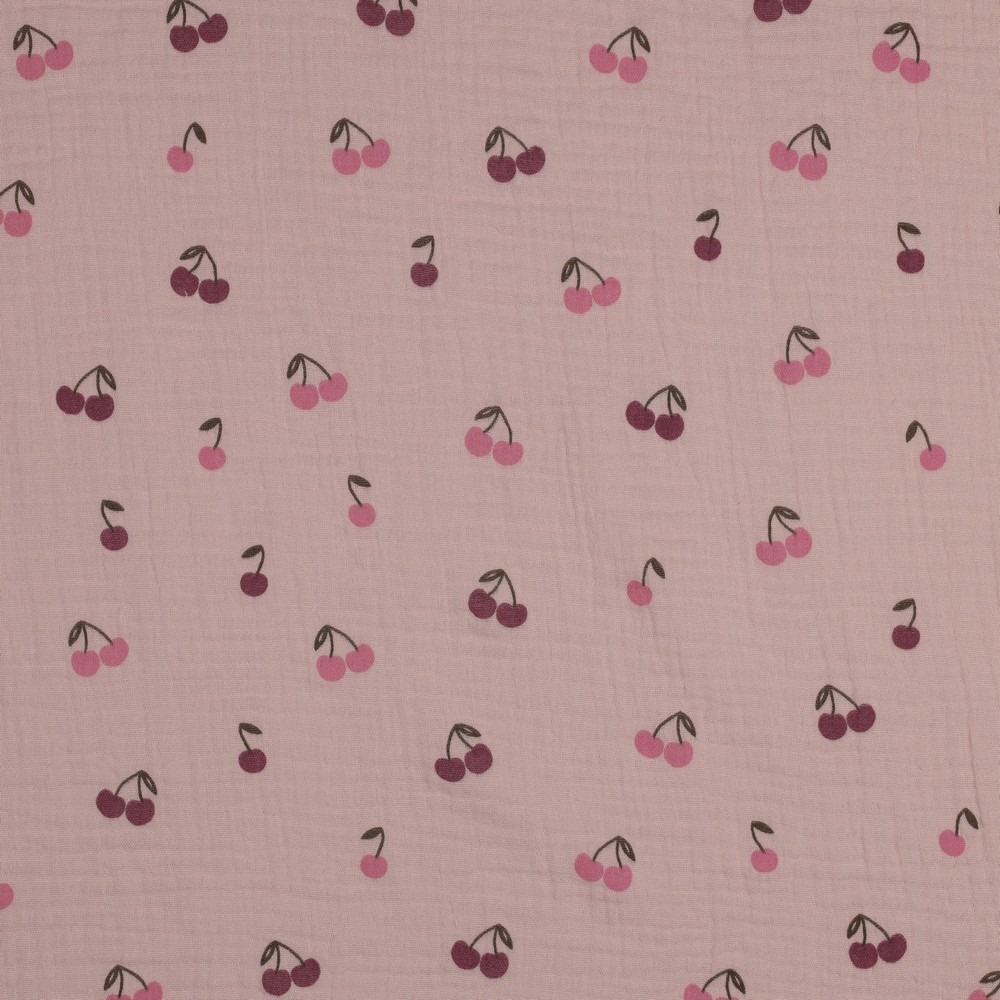 Double Gauze Cherries - Rose