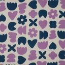 Double Gauze Bio Love shapes Petrol/Ecru