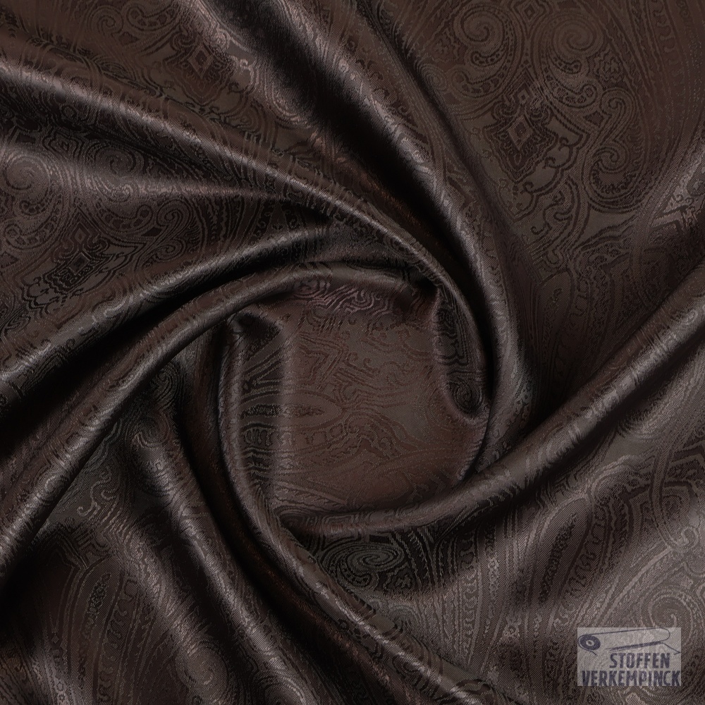 Jacquard Voering Paisley Donker Bruin