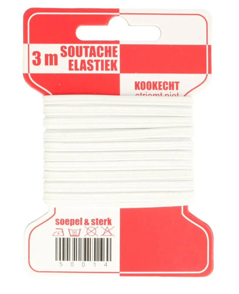 Soutache elastiek wit - 3m