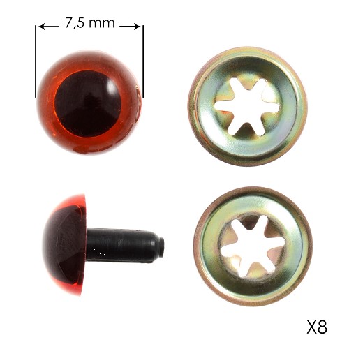 Veiligheidsogen voor knuffels 7,5mm amber - 8x 