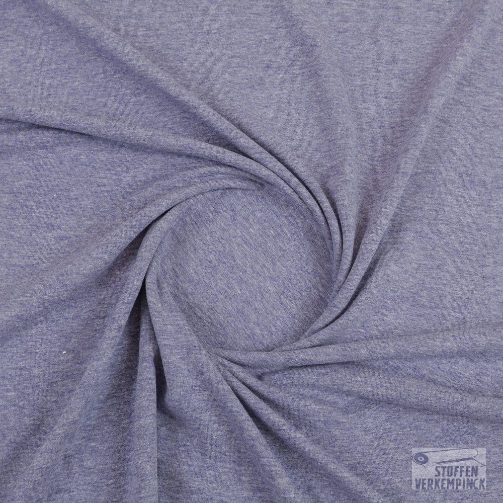 Jersey Katoen White Yarn Melange Jeansblauw