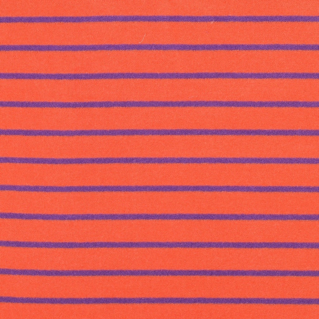 Stretch Badstof Yarn dyed Stripes Orange/Purple