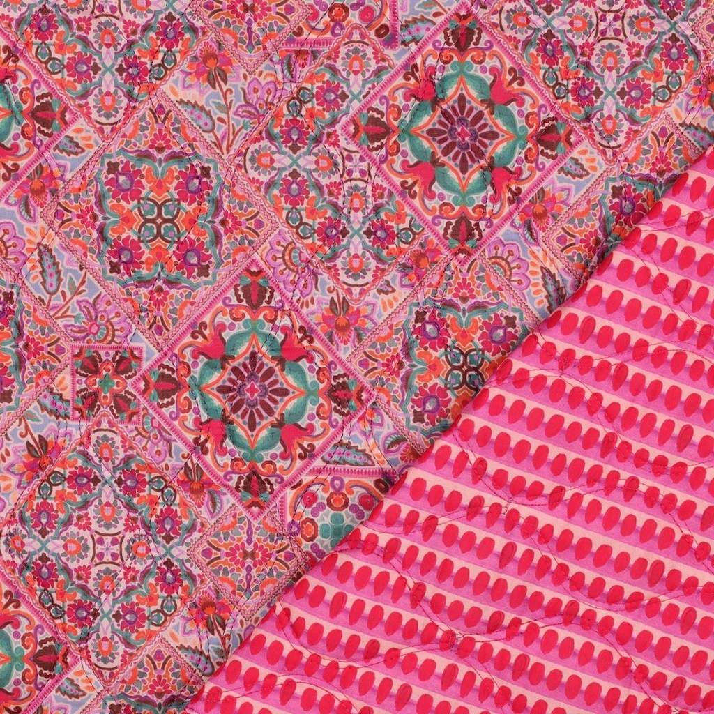 Matelassé Cotton Voile "Patchwork" Pink
