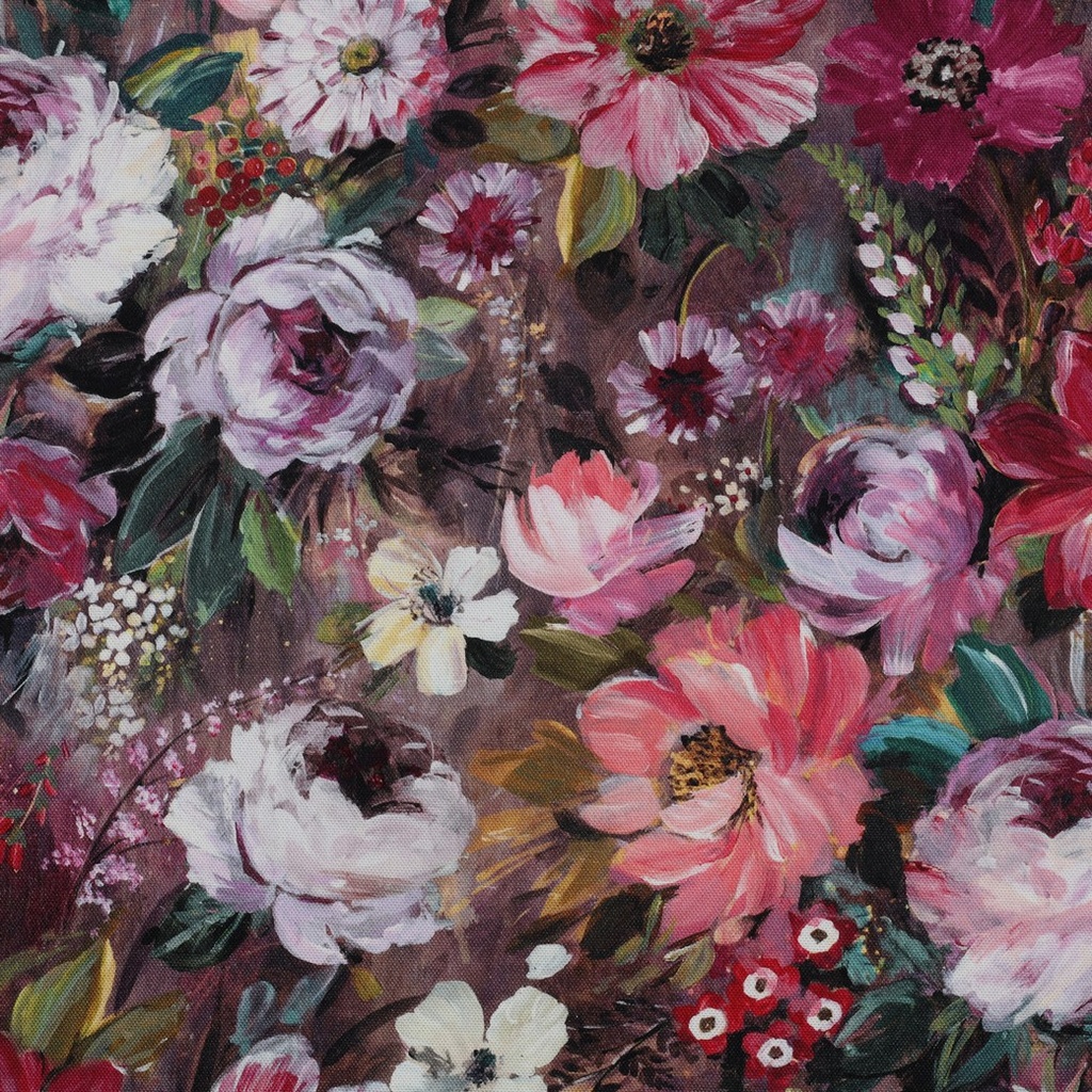 Canvas Digital Flowers Mauve