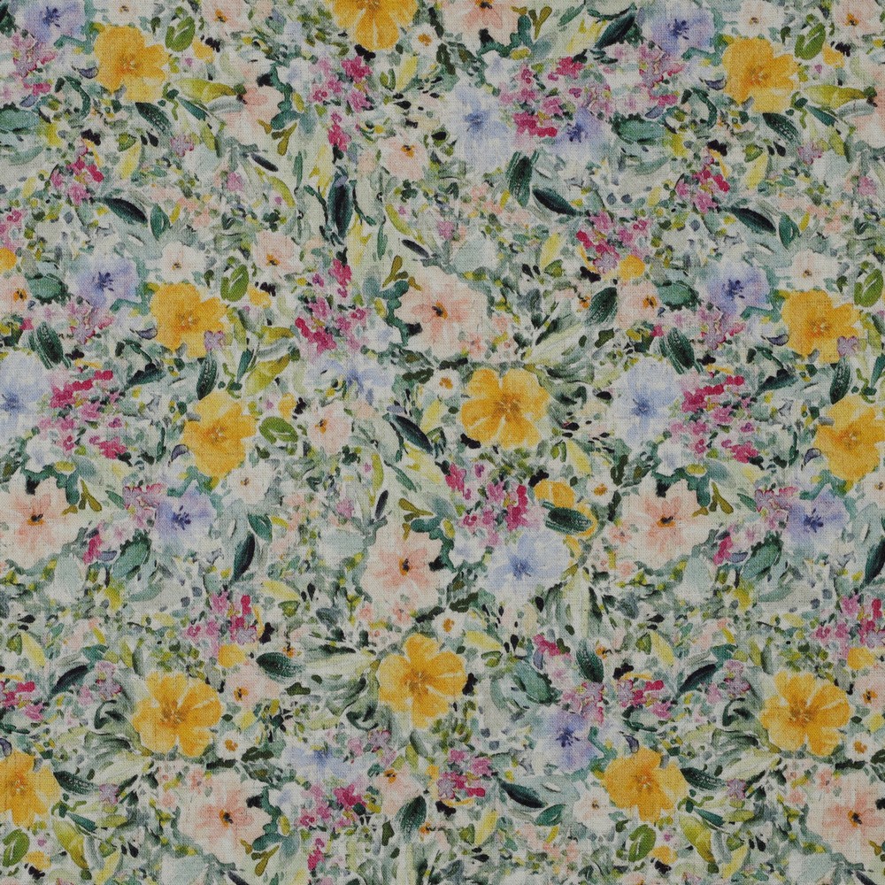 Visco/Lin Crêpe Digital Flowers Multicolor