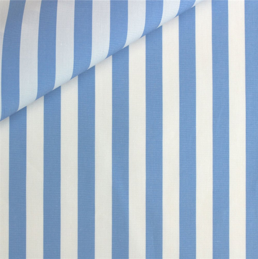 Popeline Banbury Stripes 1 cm. Ciel