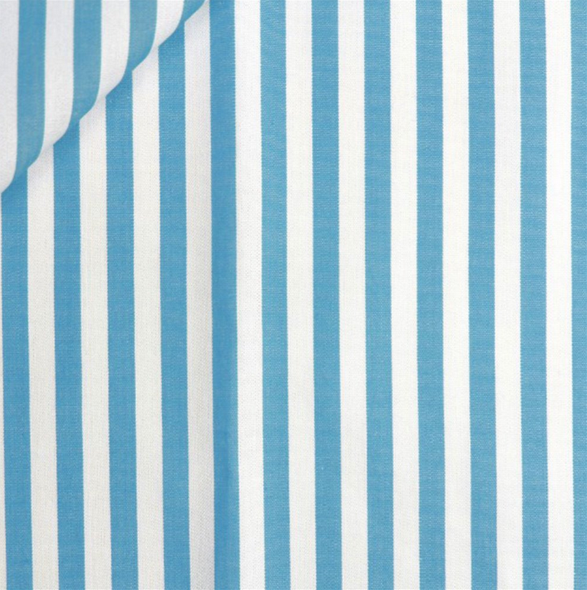 Popeline Banbury Stripes 0.5 cm. Ciel