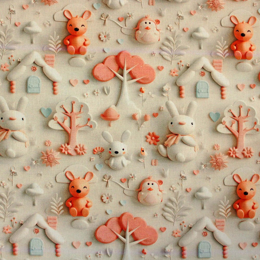 Katoen Digital "Bunny" Licht Grijs