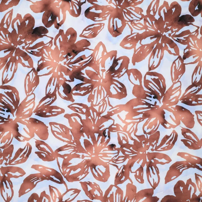 Viscose Stretch Liquid Flowers Brown
