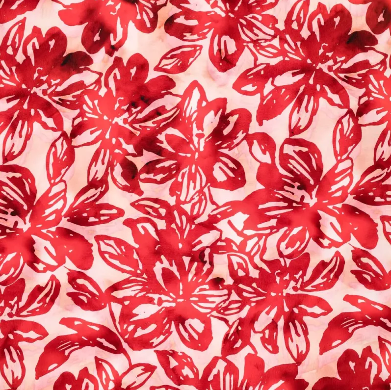 Viscose Stretch Liquid Flowers Red