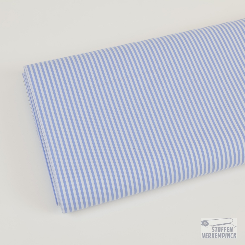 Poplin Cotton Nylon Stretch Stripe Light Blue