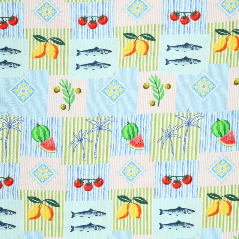 Double Gauze Fine Dining Blue/Green