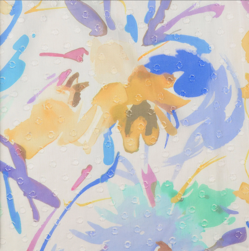 Cotton Voile Dobby Digi Abstract White