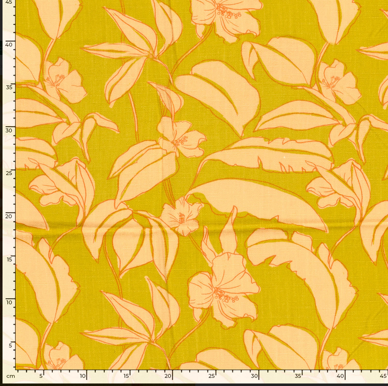 Viscose Linnen Leaves Lime