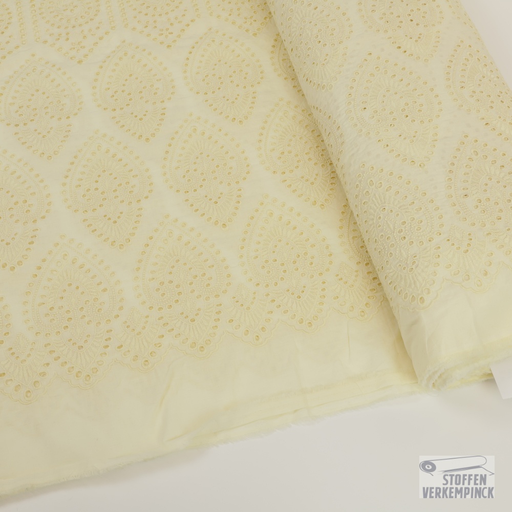 Cupro Broderie Geometrie Crème