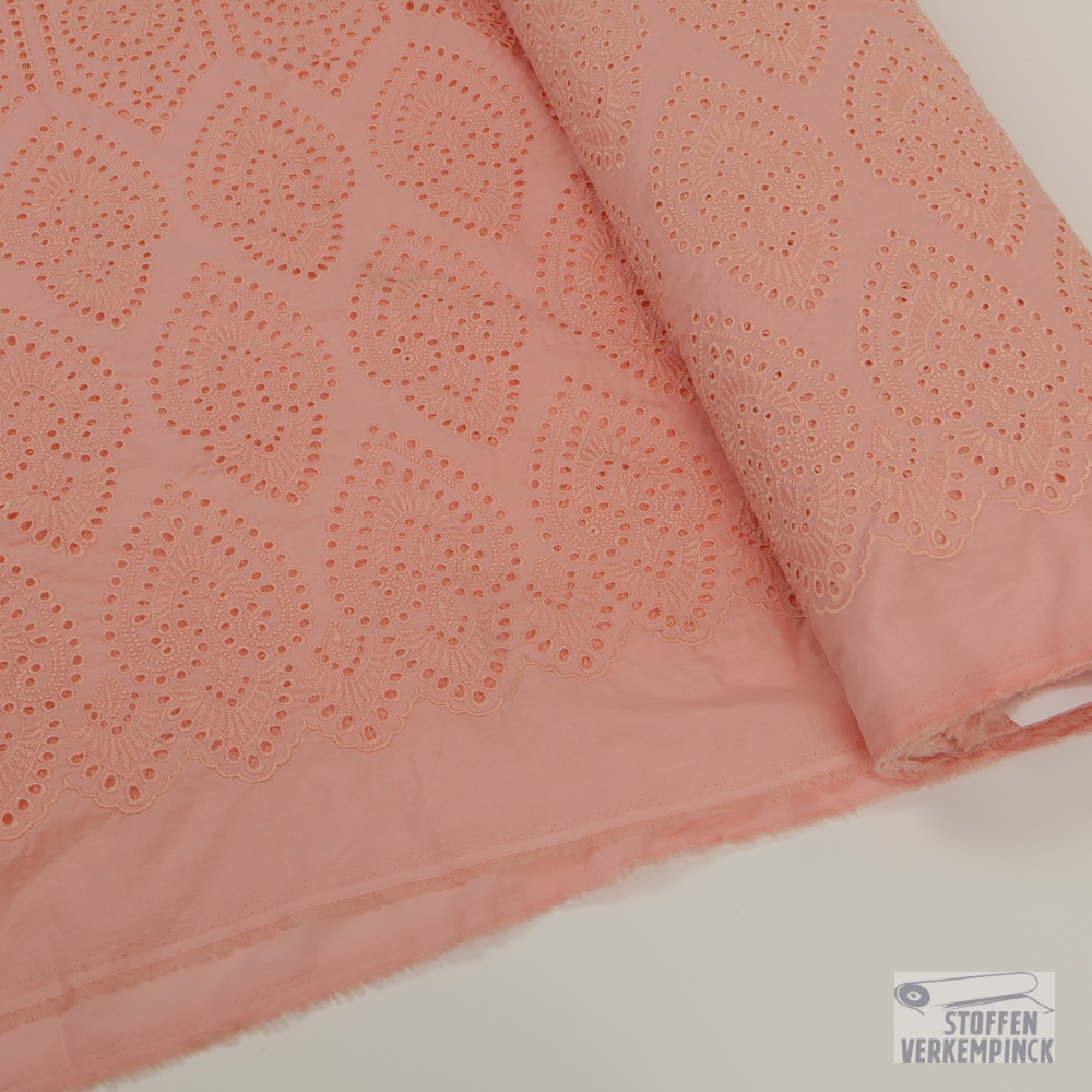 Cupro Broderie Geometrie Rose