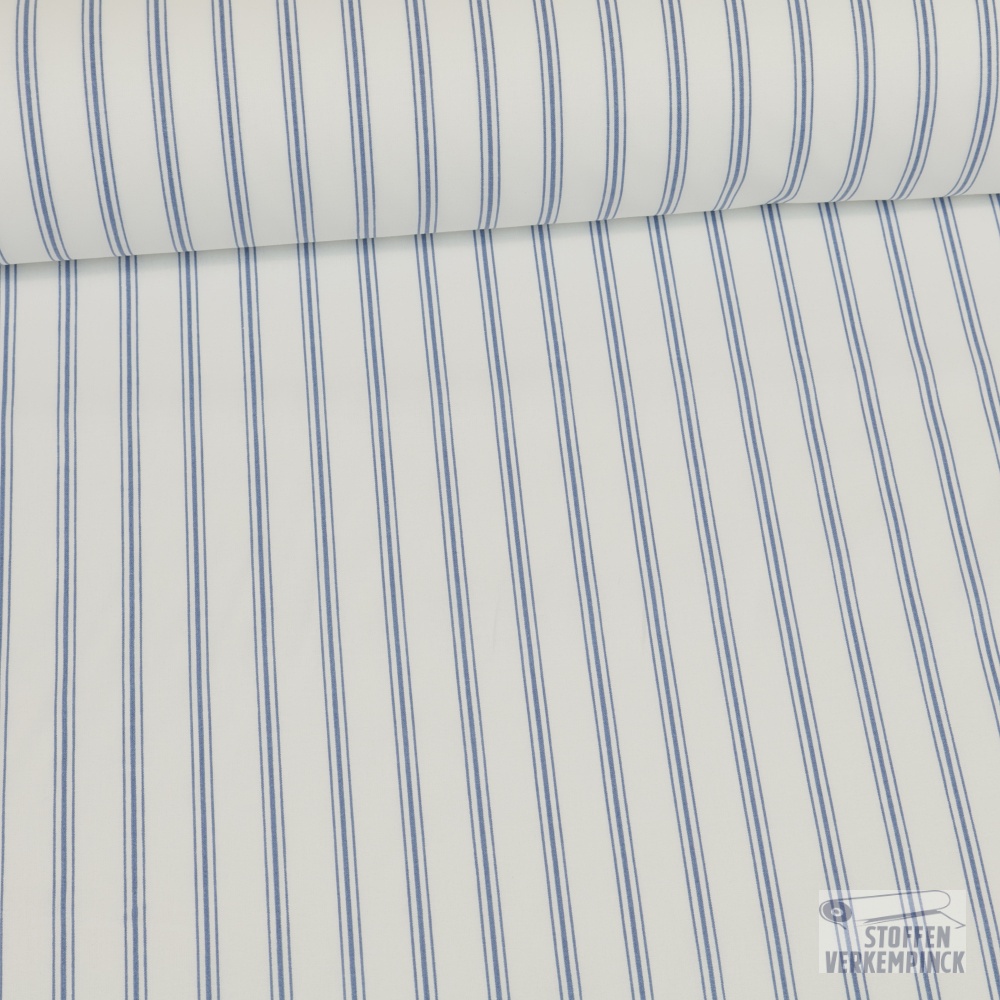 Katoen Percale Vertikaal Gestreept Blauw