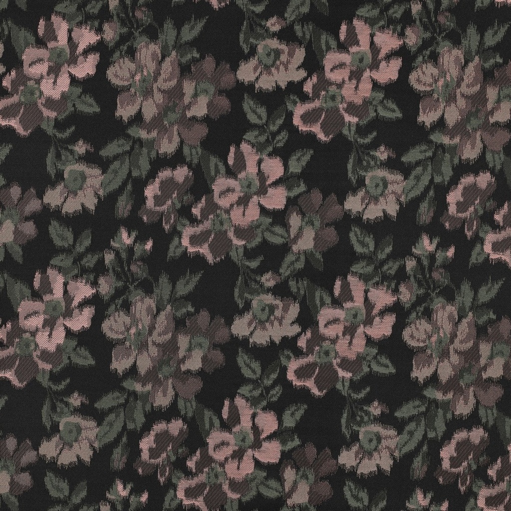 Jacquard Old Rose Flowers on Black