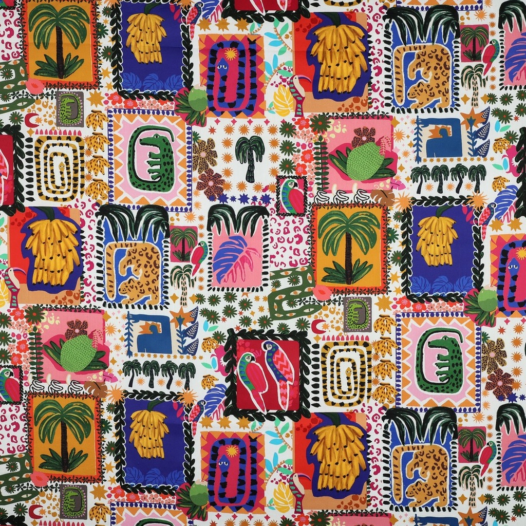 Cotton Satin Digital Summer Patchwork Multicolor