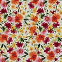 Viscose Stretch Digital Flowers White