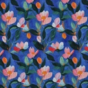 Viscose Stretch Digital Flowers Cobalt