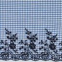 Cotton Check one side Embroidery Border Light Blue