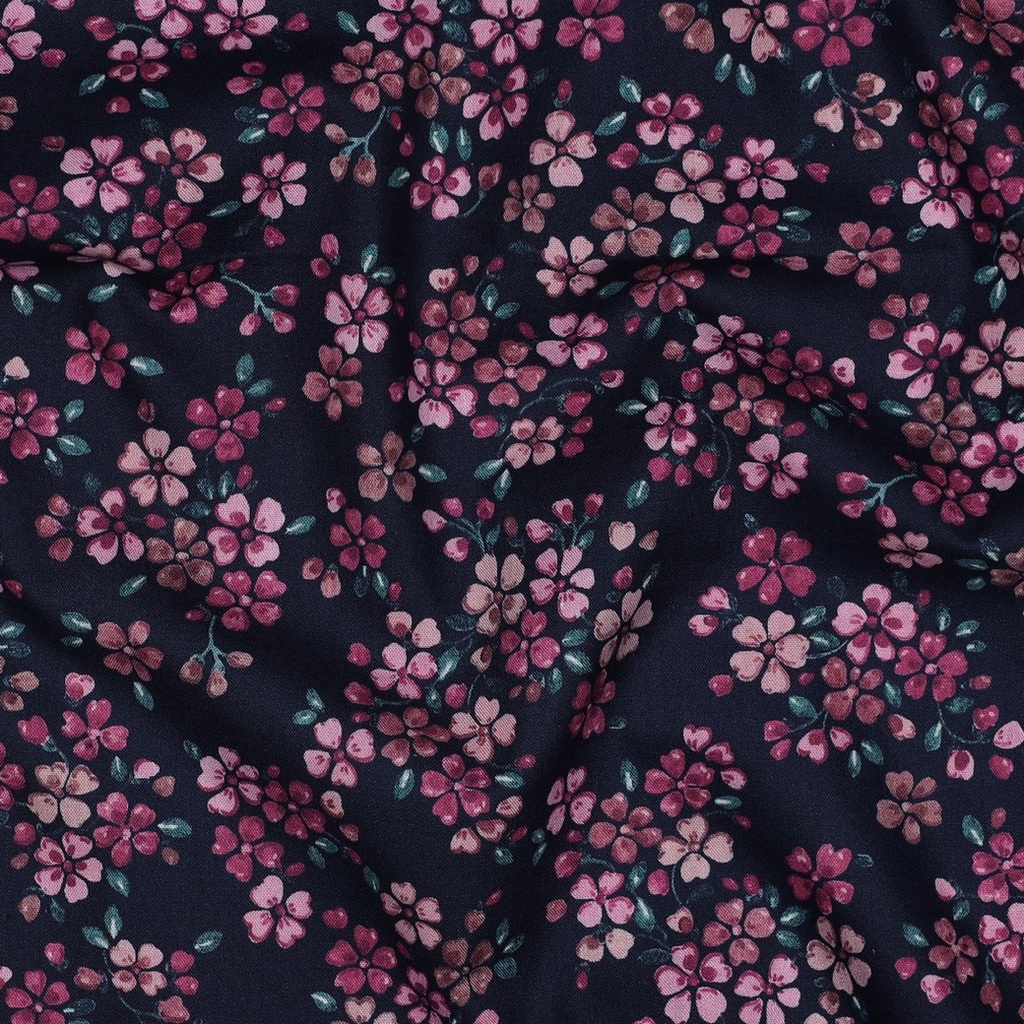 Fine Poplin Digital little Flowers Navy