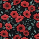 Fine Poplin Digital Poppies Black