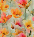 Viscose Digital Tulips Orange