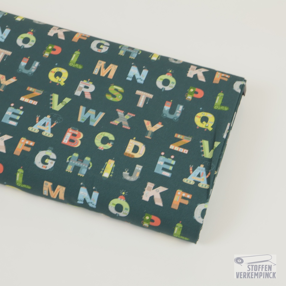 Cotton Poplin Alphabet Dark Green