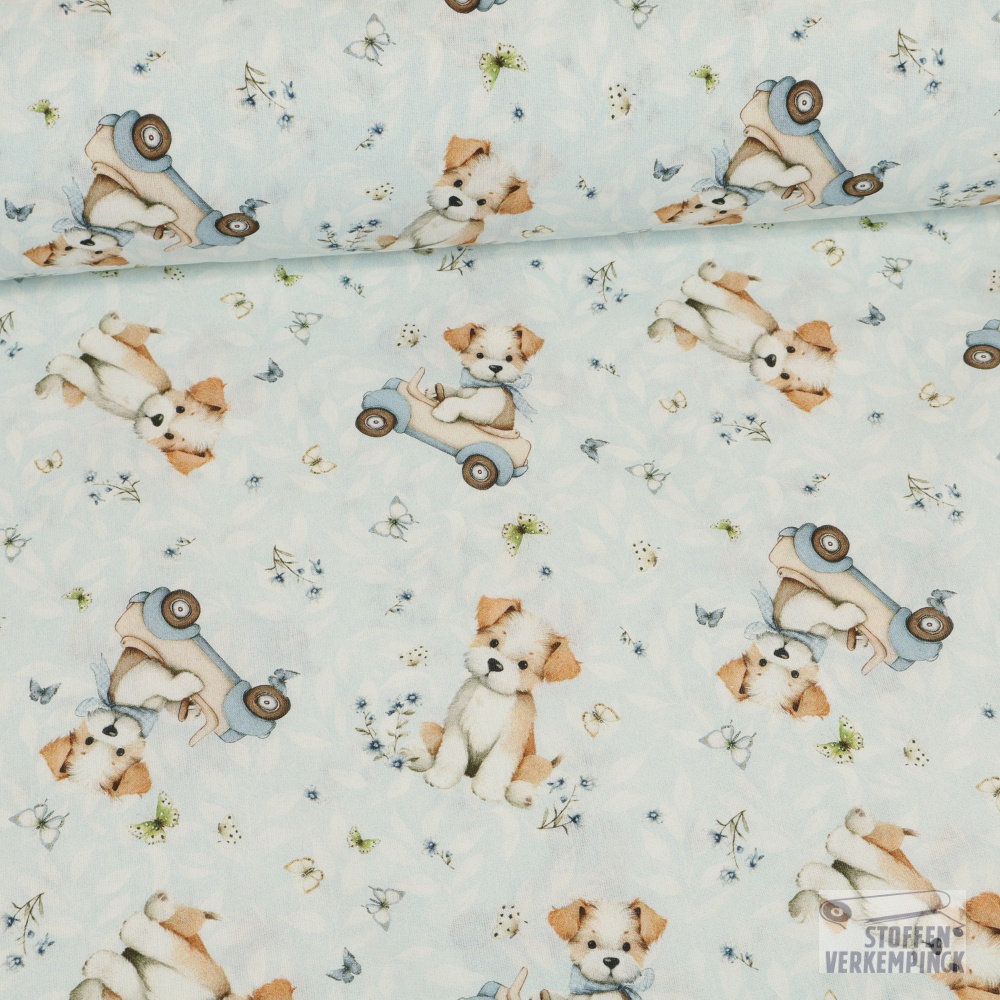 Katoen Puppies Light Blue