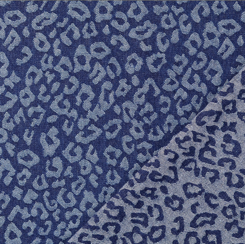 Jeans Jacquard Leopard Dark Blue