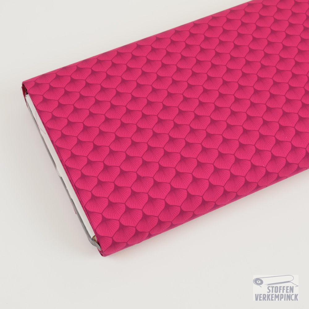 Cotton Poplin Leaf Fuchsia