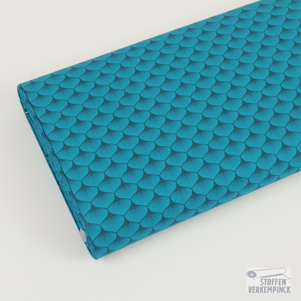 Cotton Poplin Leaf Petrol