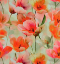 Viscose Digital Tulips Coralred