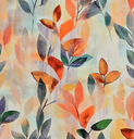 Viscose Linnen Digital Leaves Orange