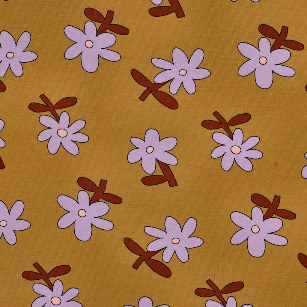 Jennifer Bouron Organic Jersey Flowers - Ochre