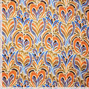 Viscose digital Floral Design Orange/Royal