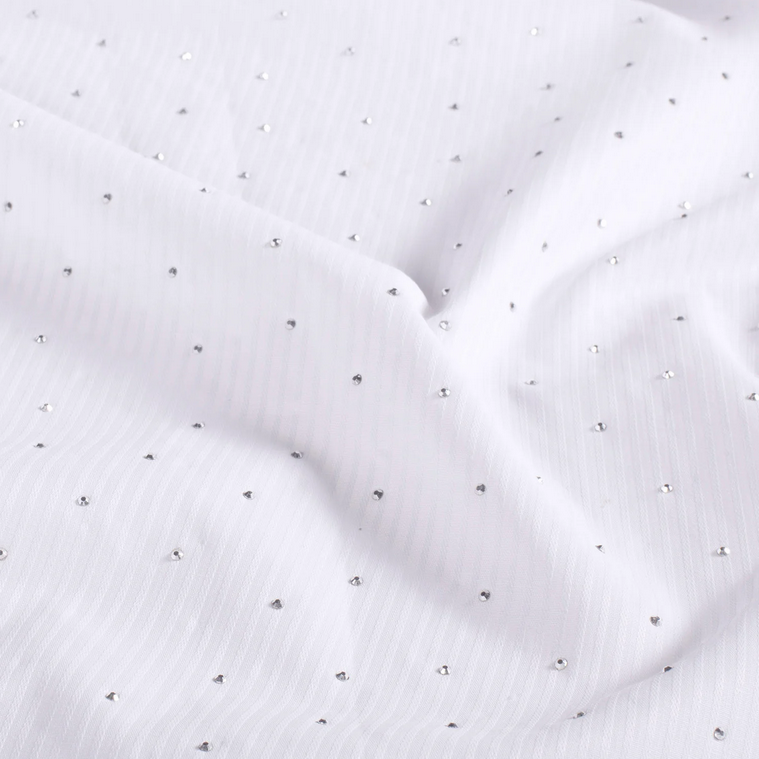 Polye./Katoen Strepen & Glitter Wit