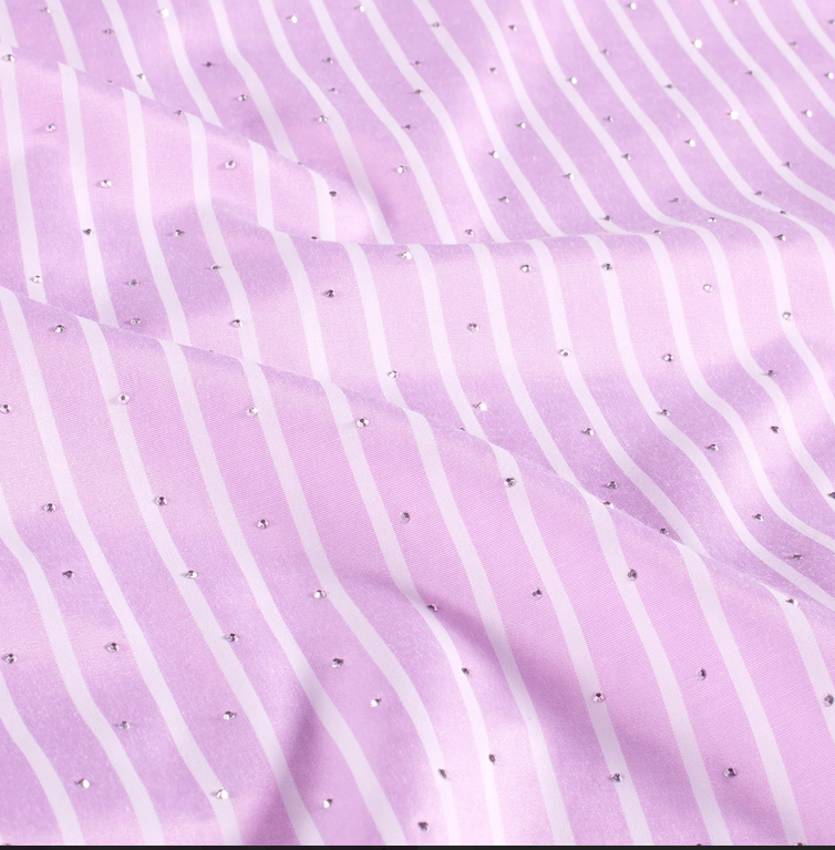 Polye./Katoen Strepen 1 cm. & Glitter Rose