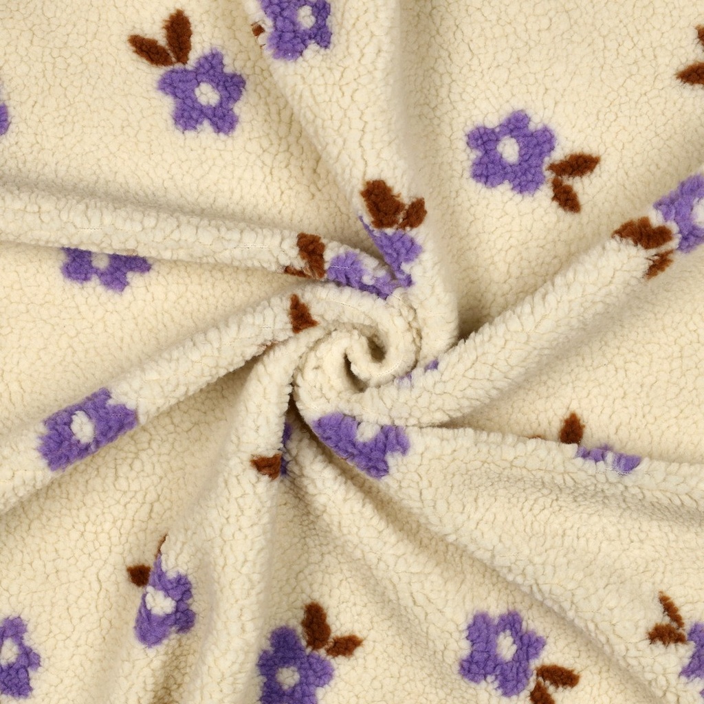 Teddy Jacquard Flowers Ecru/Lilac