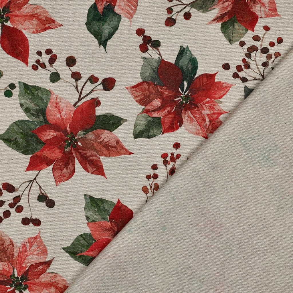 Canvas Linen Look Digital Kerstroos Natural