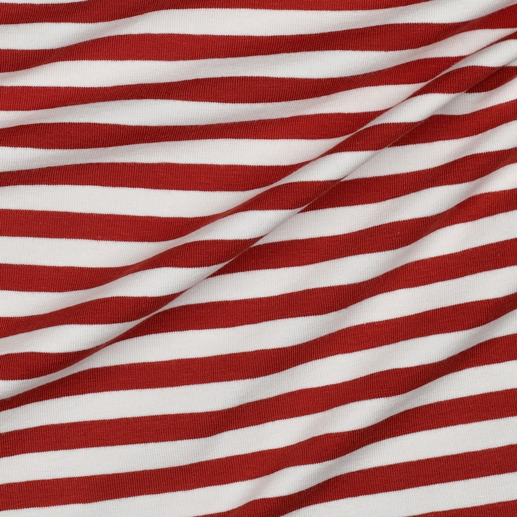 Jersey Katoen Ya. Dy. Stripes 1 cm. Brick