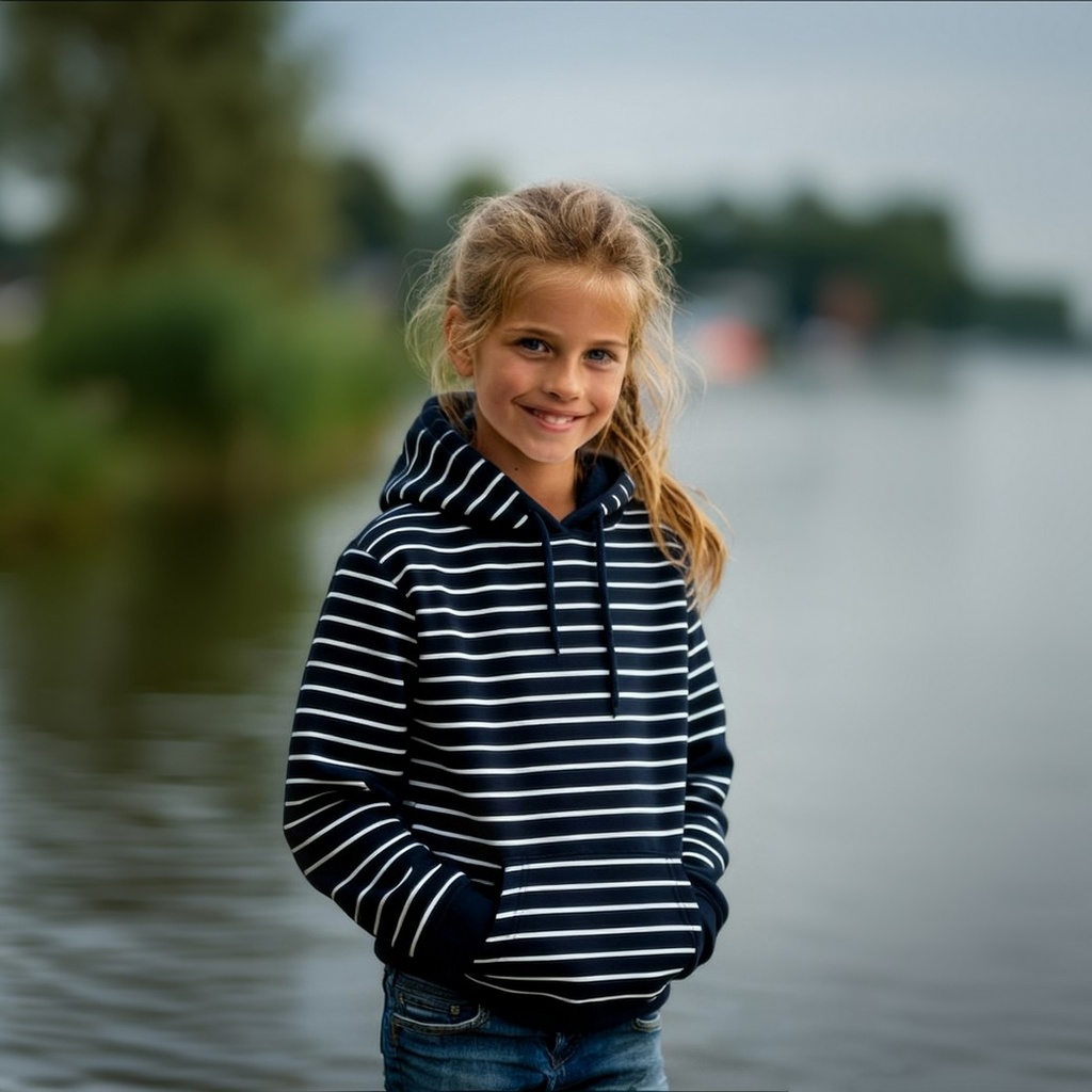 French Terry Yarn Dyed Stripe Navy/Ecru