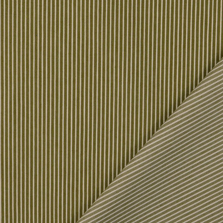 Denim  Stretch Small Stripes Olive